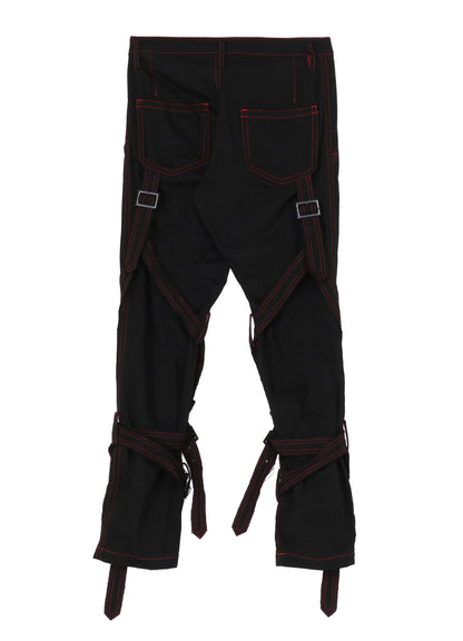 BLACK DENIM BELTED PANTS