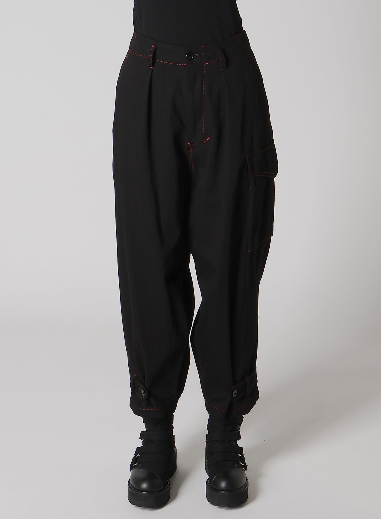 BLACK DENIM TAB PANTS