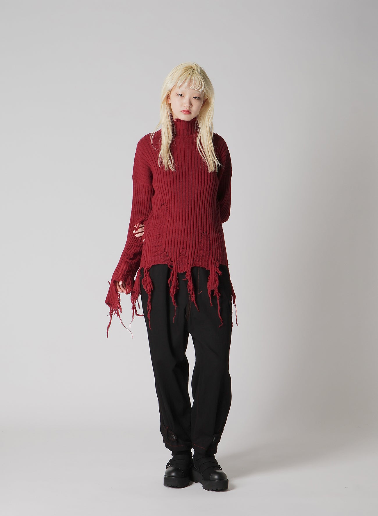 BLACK DENIM TAB PANTS