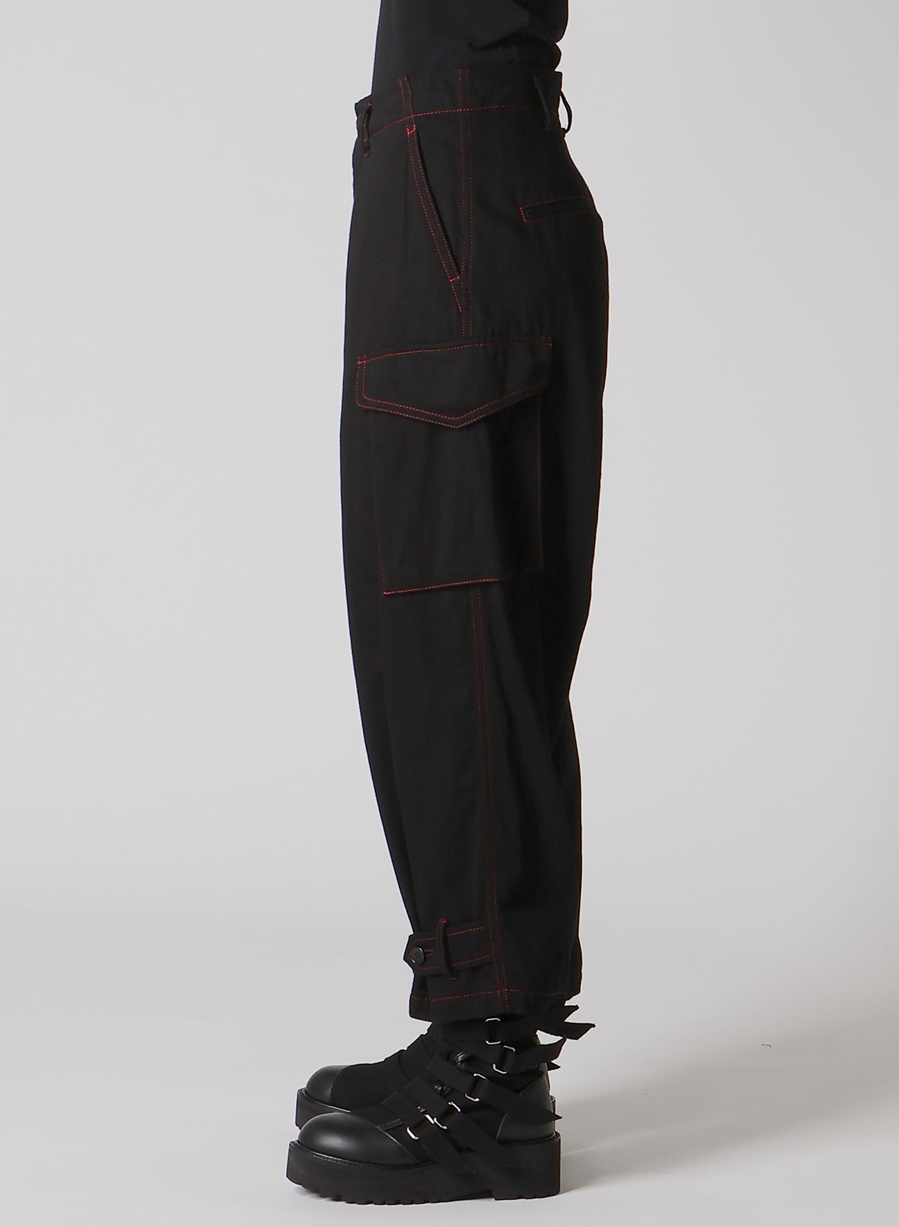 BLACK DENIM TAB PANTS