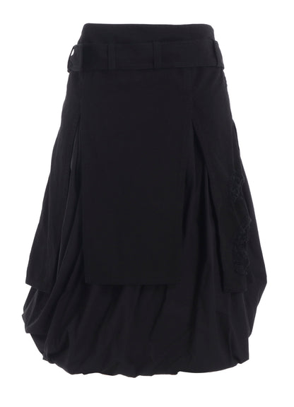 DAMAGED DENIM BELT BALLOON SKIRT