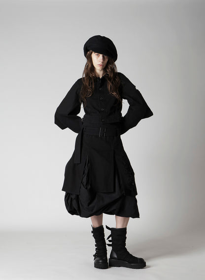 DAMAGED DENIM BELT BALLOON SKIRT