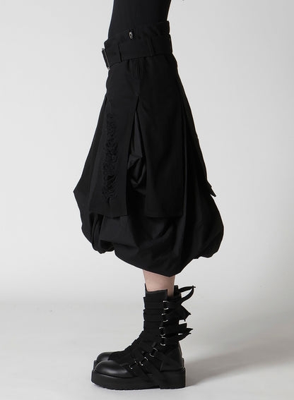 DAMAGED DENIM BELT BALLOON SKIRT