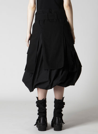 DAMAGED DENIM BELT BALLOON SKIRT