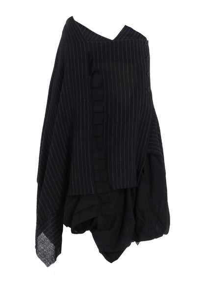 STRIPE GAUZE PLEATS CONBINATION SKIRT