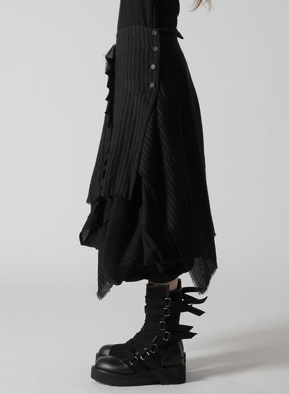 STRIPE GAUZE PLEATS CONBINATION SKIRT
