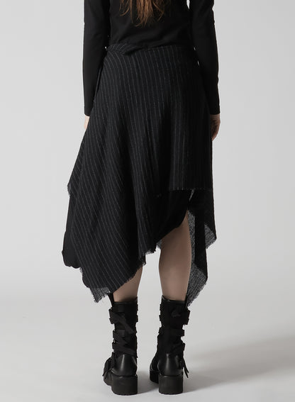 STRIPE GAUZE PLEATS CONBINATION SKIRT