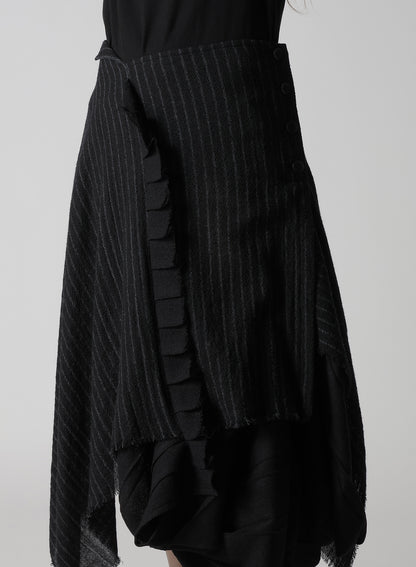 STRIPE GAUZE PLEATS CONBINATION SKIRT
