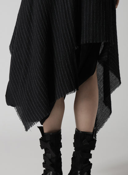 STRIPE GAUZE PLEATS CONBINATION SKIRT