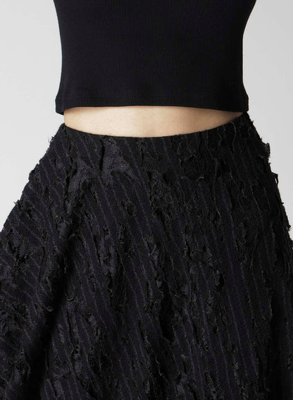 DAMEGED STRIPE PUFF SKIRT