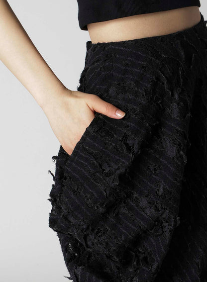 DAMEGED STRIPE PUFF SKIRT
