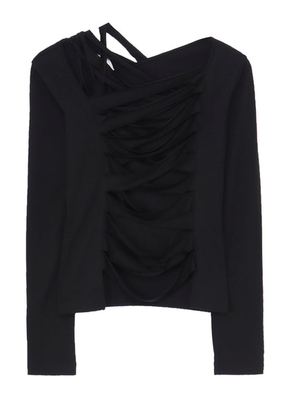 PLAIN STITCH SLIT CROSS T-SHIRT