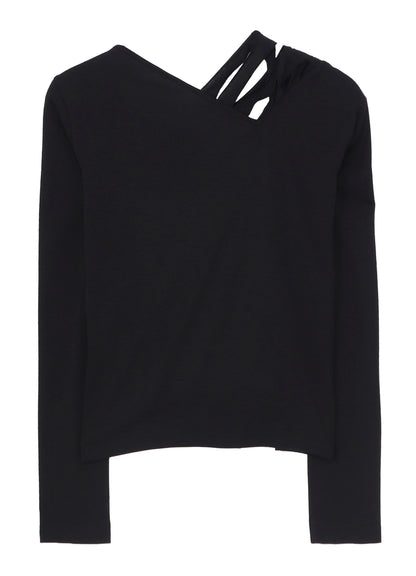 PLAIN STITCH SLIT CROSS T-SHIRT