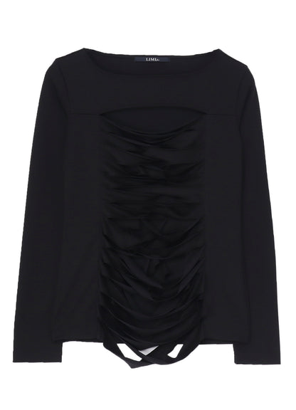 PLAIN STITCH SLIT CROSS LONG T-SHIRT