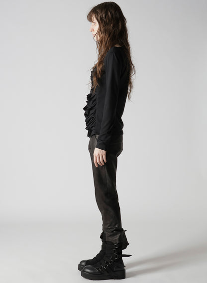 PLAIN STITCH SLIT CROSS LONG T-SHIRT