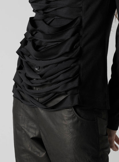PLAIN STITCH SLIT CROSS LONG T-SHIRT