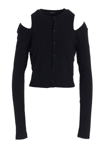 COTTON RAYON RIB SLIT CARDIGAN