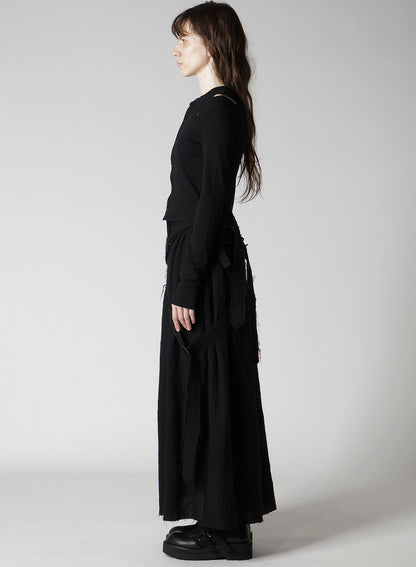 COTTON RAYON RIB SLIT CARDIGAN
