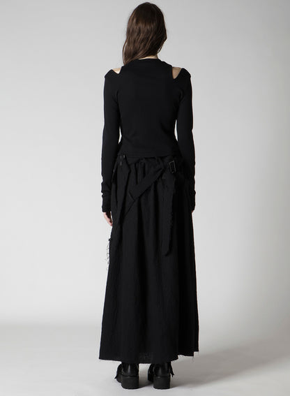 COTTON RAYON RIB SLIT CARDIGAN