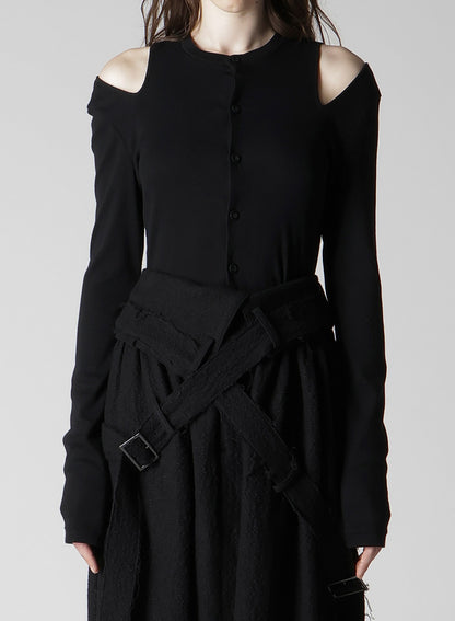 COTTON RAYON RIB SLIT CARDIGAN