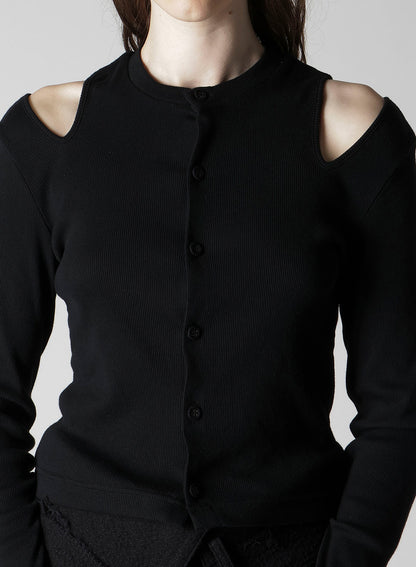 COTTON RAYON RIB SLIT CARDIGAN
