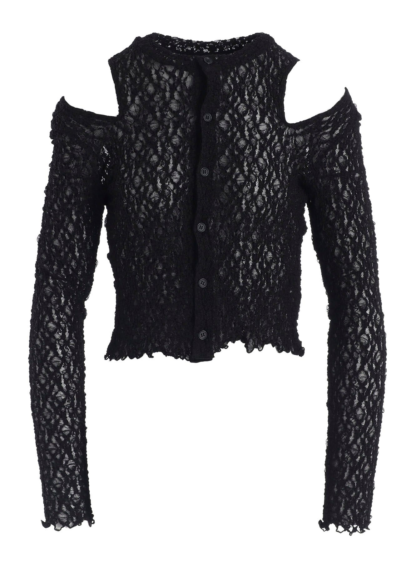 FLOWER SHIRRING SLIT CARDIGAN
