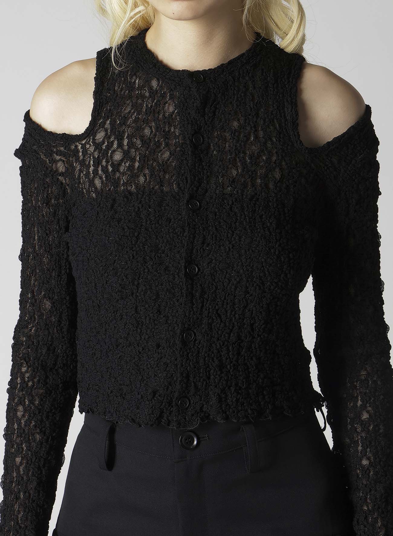 FLOWER SHIRRING SLIT CARDIGAN