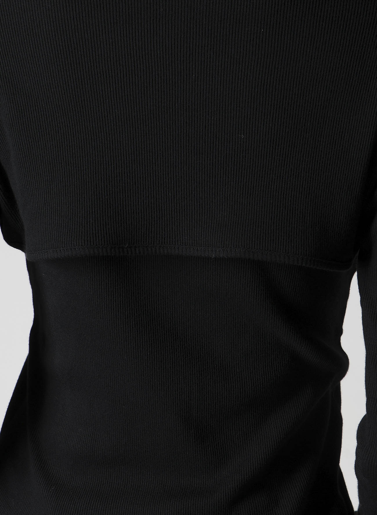 COTTON RAYON RIB CHINA COLLAR T-SHIRT