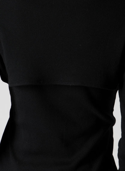 COTTON RAYON RIB CHINA COLLAR T-SHIRT