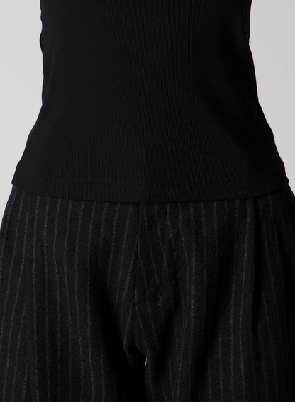COTTON RAYON RIB CHINA COLLAR T-SHIRT