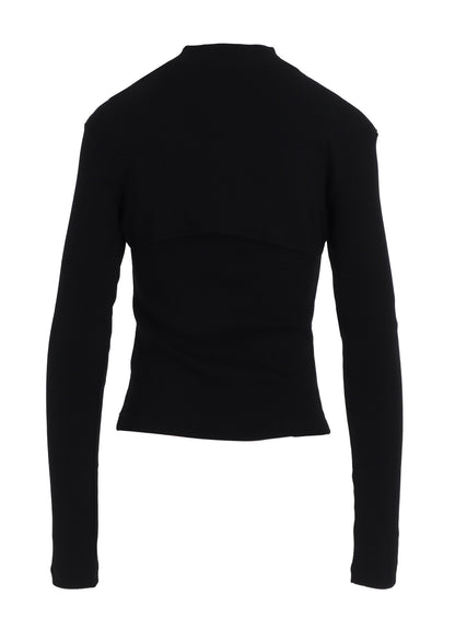 COTTON RAYON RIB CHINA COLLAR T-SHIRT