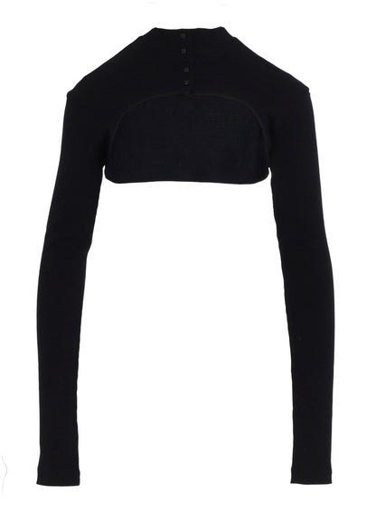 COTTON RAYON RIB CHINA COLLAR T-SHIRT