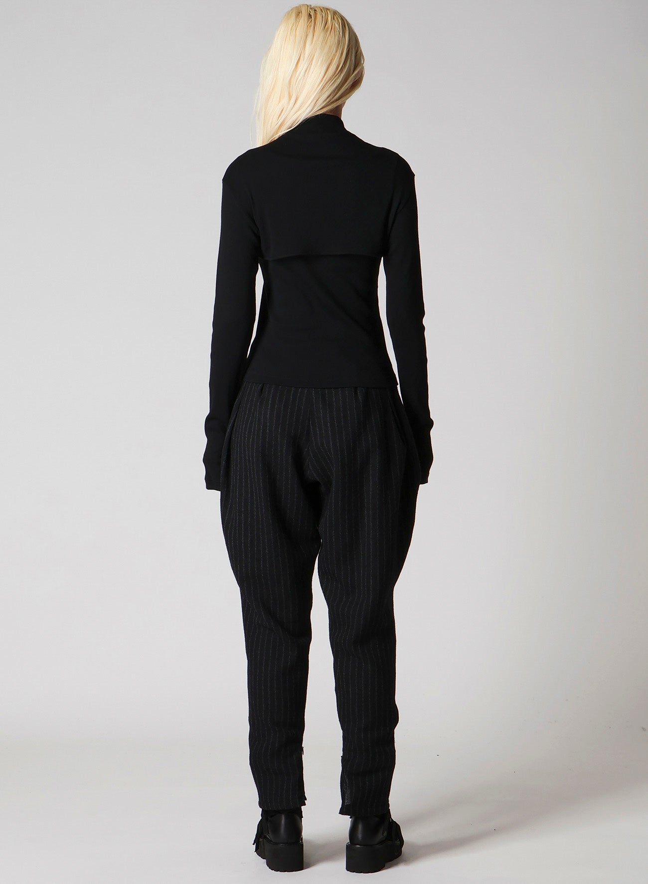 COTTON RAYON RIB CHINA COLLAR T-SHIRT