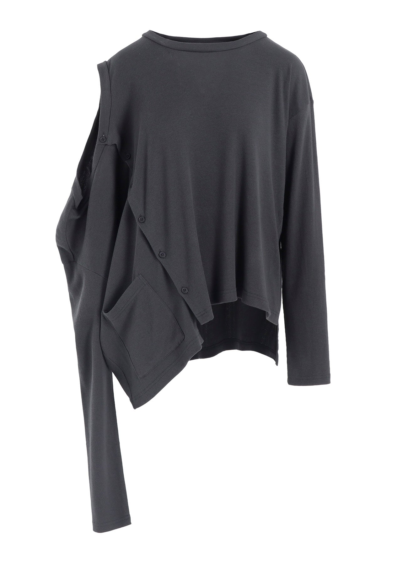 COTTON RAYON RIB 2WAY LONG SLEEVE T CARDIGAN