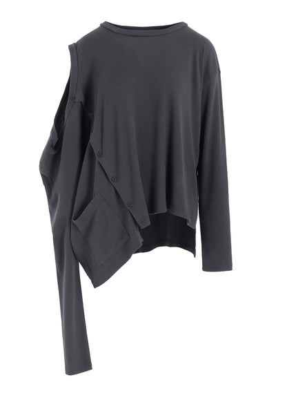 COTTON RAYON RIB 2WAY LONG SLEEVE T CARDIGAN