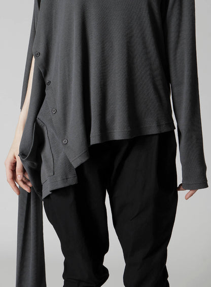 COTTON RAYON RIB 2WAY LONG SLEEVE T CARDIGAN