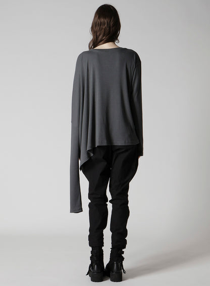 COTTON RAYON RIB 2WAY LONG SLEEVE T CARDIGAN