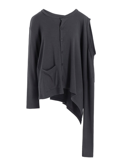 COTTON RAYON RIB 2WAY LONG SLEEVE T CARDIGAN