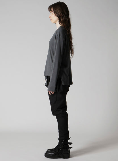 COTTON RAYON RIB 2WAY LONG SLEEVE T CARDIGAN