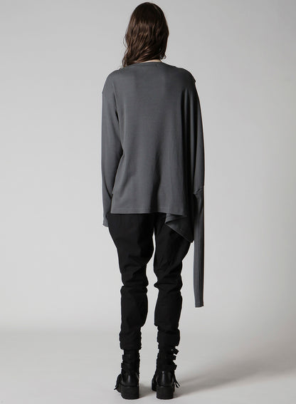COTTON RAYON RIB 2WAY LONG SLEEVE T CARDIGAN