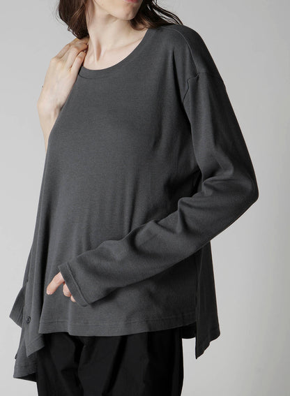 COTTON RAYON RIB 2WAY LONG SLEEVE T CARDIGAN