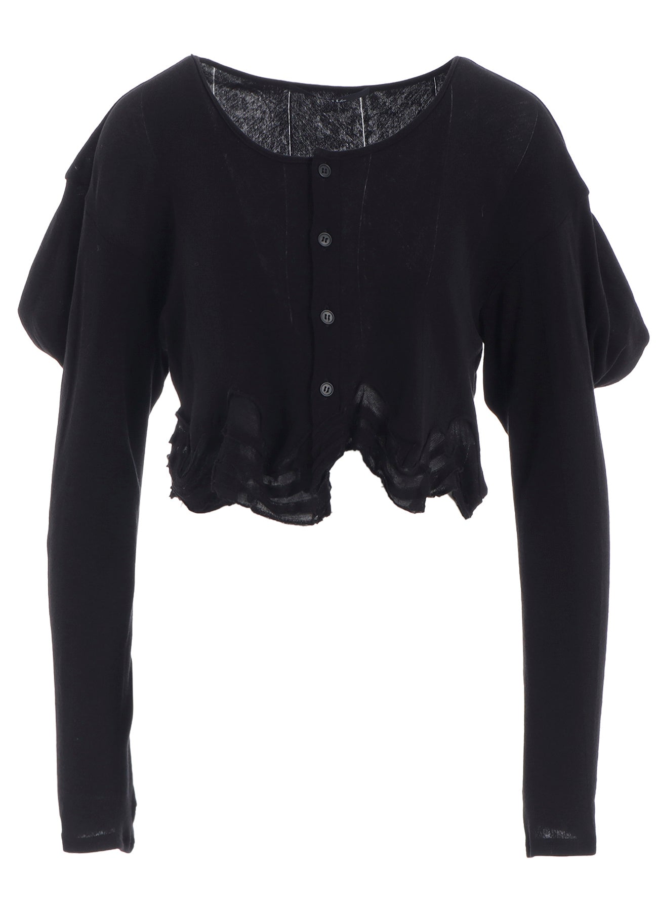 FRILLED JACQUARD PUFF CARDIGAN