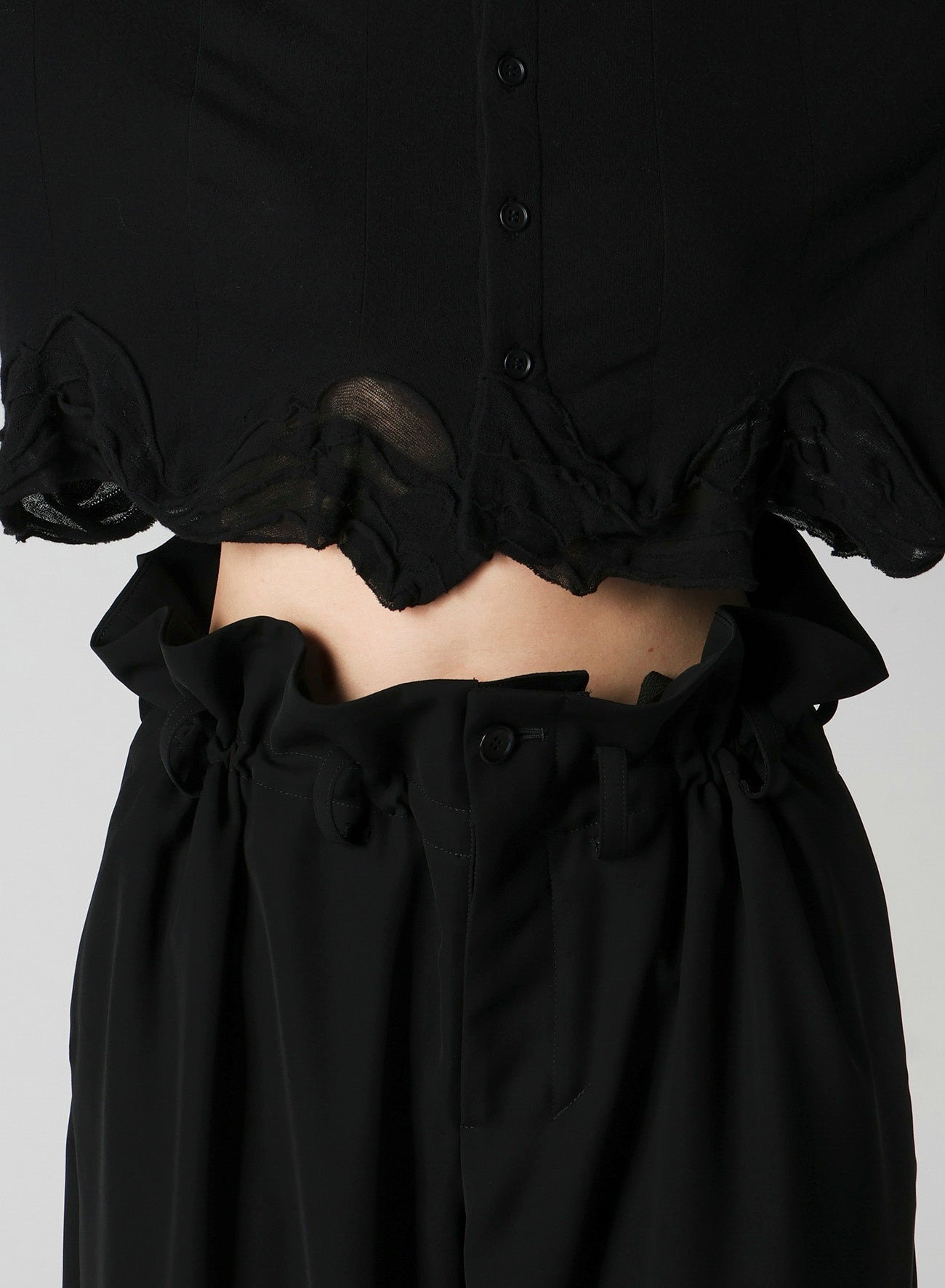 FRILLED JACQUARD PUFF CARDIGAN