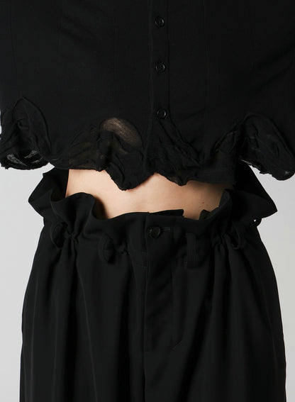 FRILLED JACQUARD PUFF CARDIGAN
