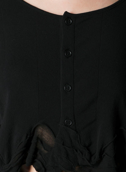 FRILLED JACQUARD PUFF CARDIGAN