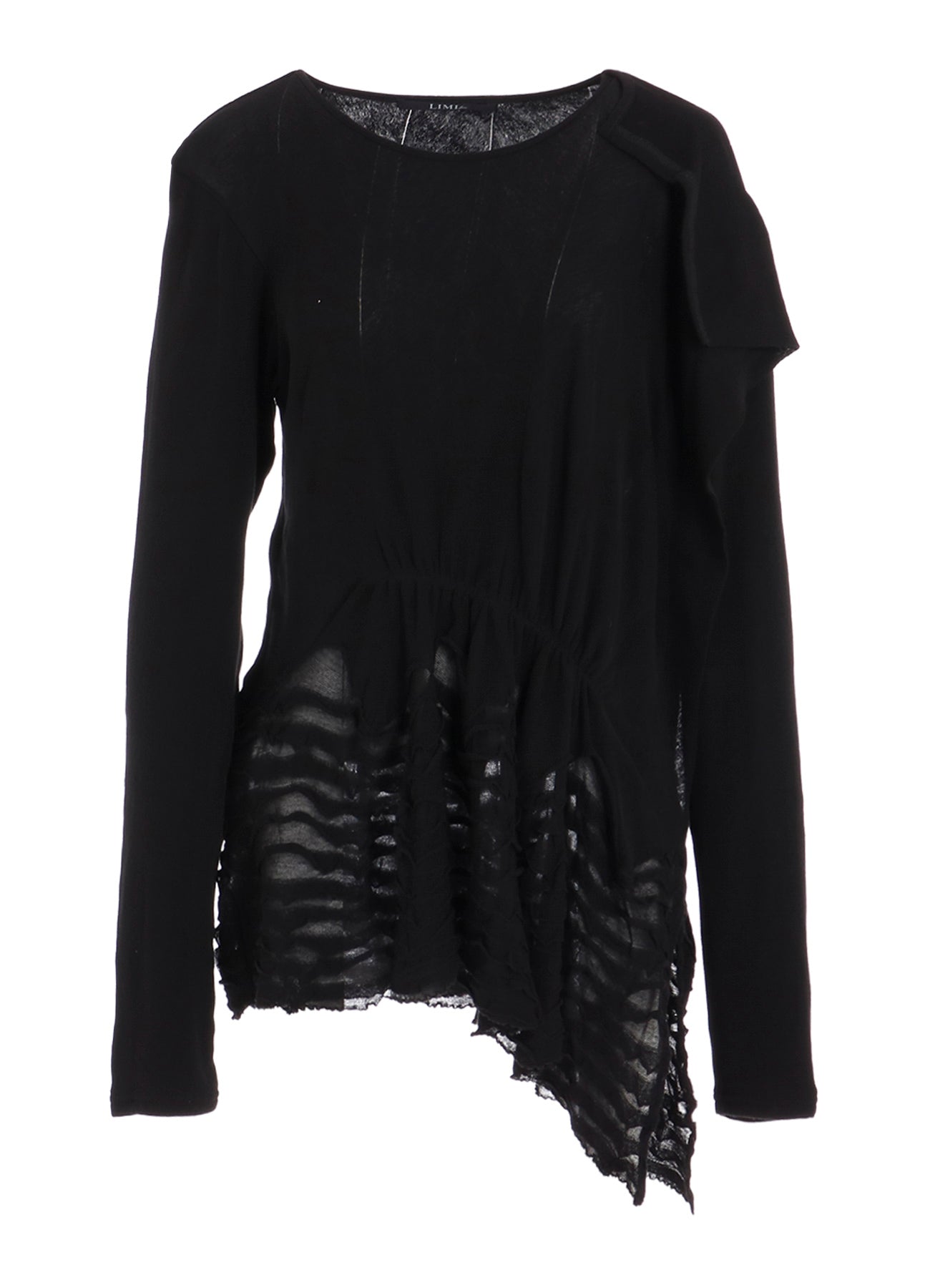 FRILLED JACQUARD GATHER ASYMMETRY T-SHIRT