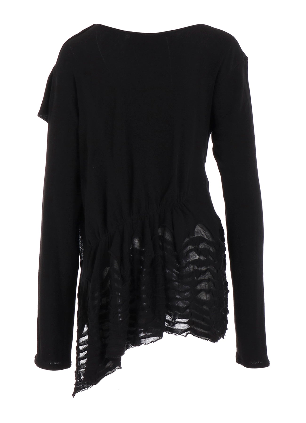 FRILLED JACQUARD GATHER ASYMMETRY T-SHIRT