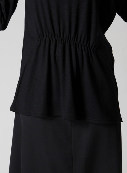WOOL SMOOTH GATHER ASYMMETRY T-SHIRT