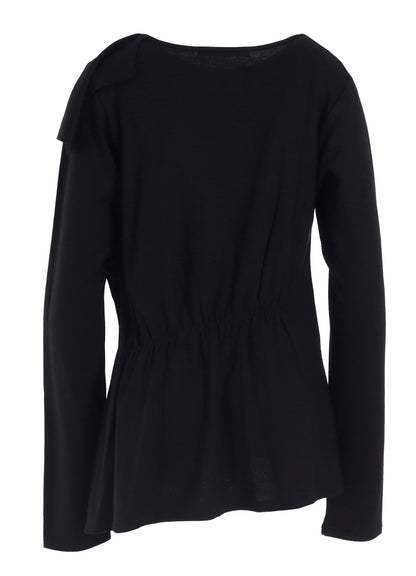 WOOL SMOOTH GATHER ASYMMETRY T-SHIRT