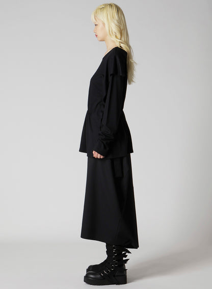 WOOL SMOOTH GATHER ASYMMETRY T-SHIRT